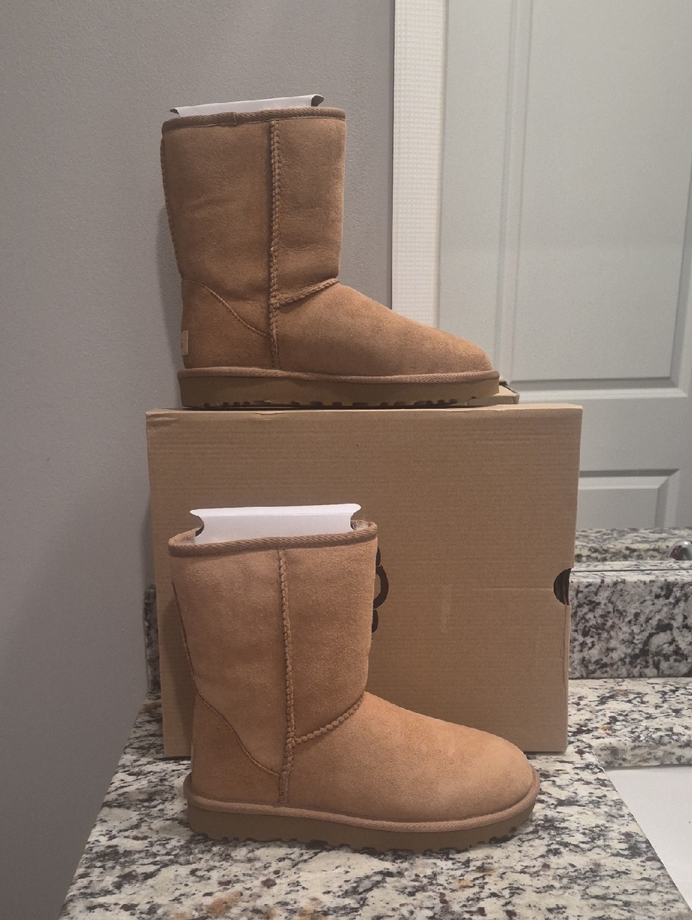 UGG Chestnut Mid-Calf Suede Shearling Boots